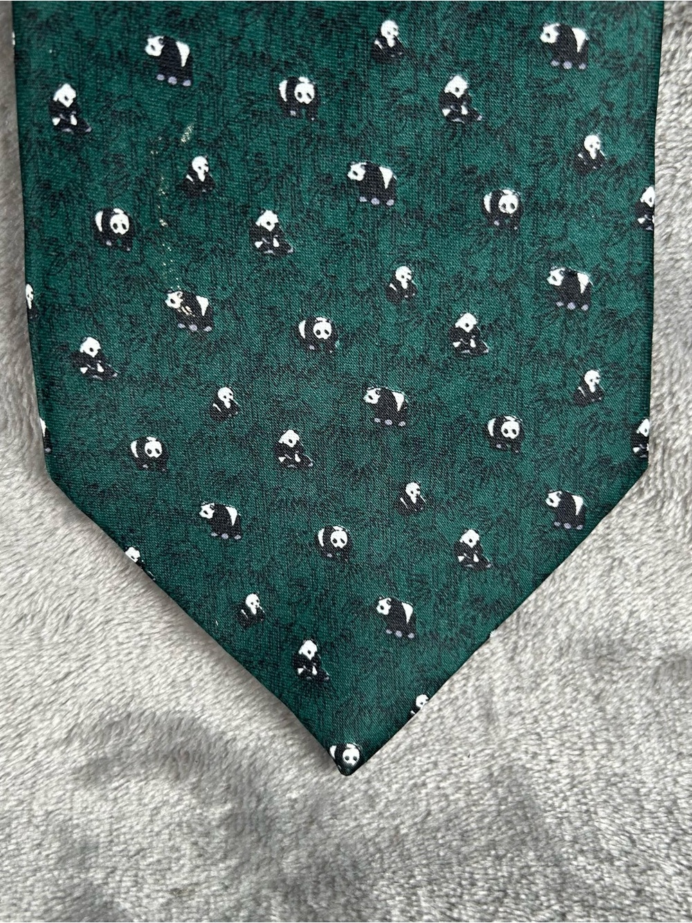 Kai Long Panda Bear Silk Tie Green Novelty Necktie Bamboo Mens Vintage Style